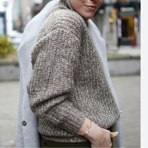 JOE FRESH chunky knit sweater mock neck oatmeal size medium